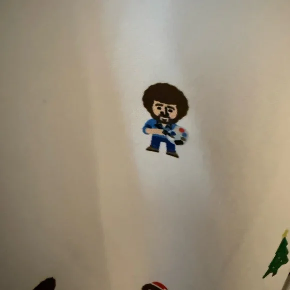 RSVLTS Bob Ross Christmas Shirt - White with Multicolor Accents - Picture 4 of 7